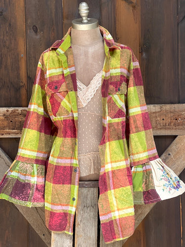 Flared Sleeve Flannel- PICNIC Size Xlarge